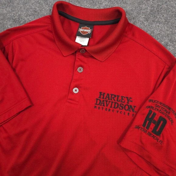 Harley-Davidson Other - Harley Davidson Performance Polo Shirt Mens M Red Daytona Beach Florida Golf